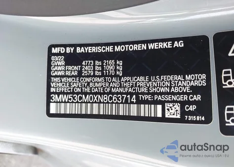 2022 BMW M240 I xDrive from USA, damaged, VIN 3MW53CM0XN8C63714